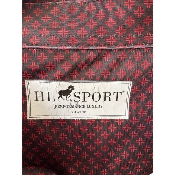 HL Sport Men's X-Large Long Sleeve Button Down Shirt Black/Red Geometric Print - Picture 3 of 6
